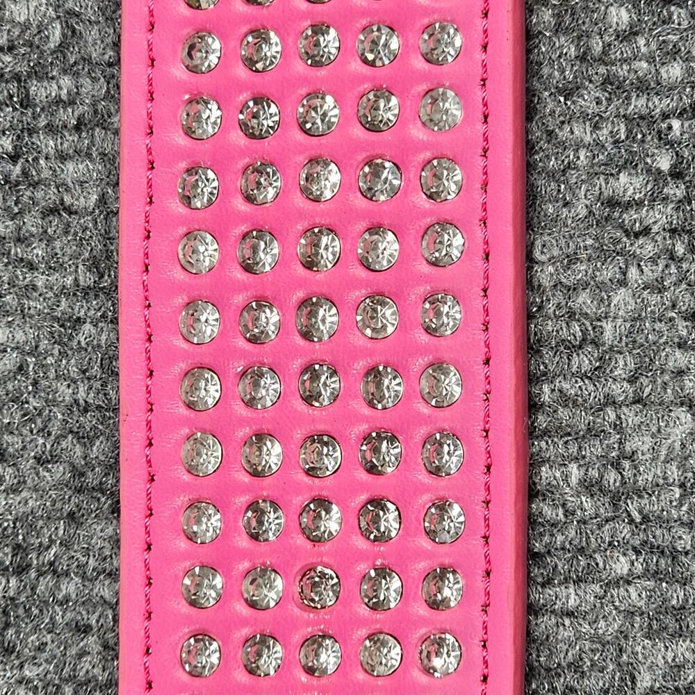 2" Width 20" Crystal Studded Leather Dog Collar New Unused